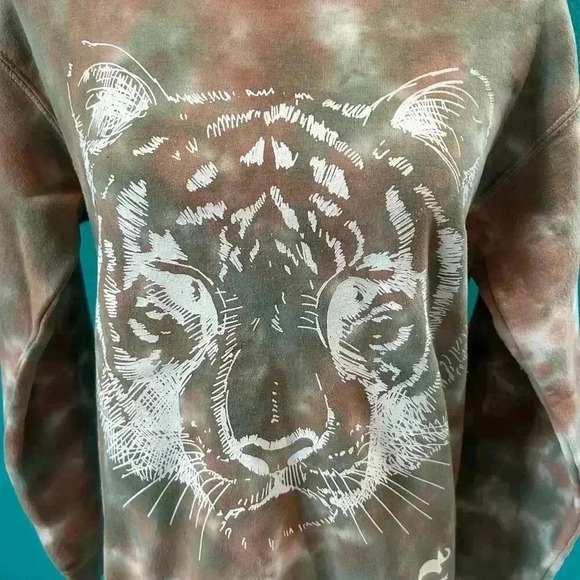 Desert Dreamer Tie Dye Tiger Print Crew Neck Pullover Sweatshirt Size XS - Picture 2 of 5